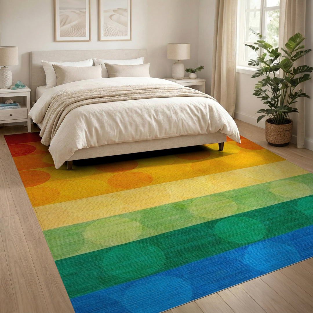 Rainbow Circle Geometric Area Rug