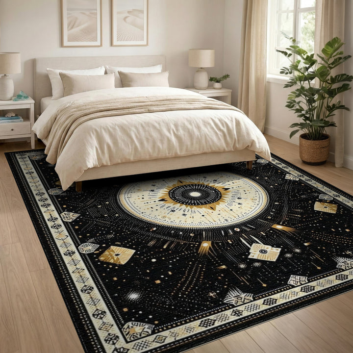 Gold Celestial Mandala Area Rug
