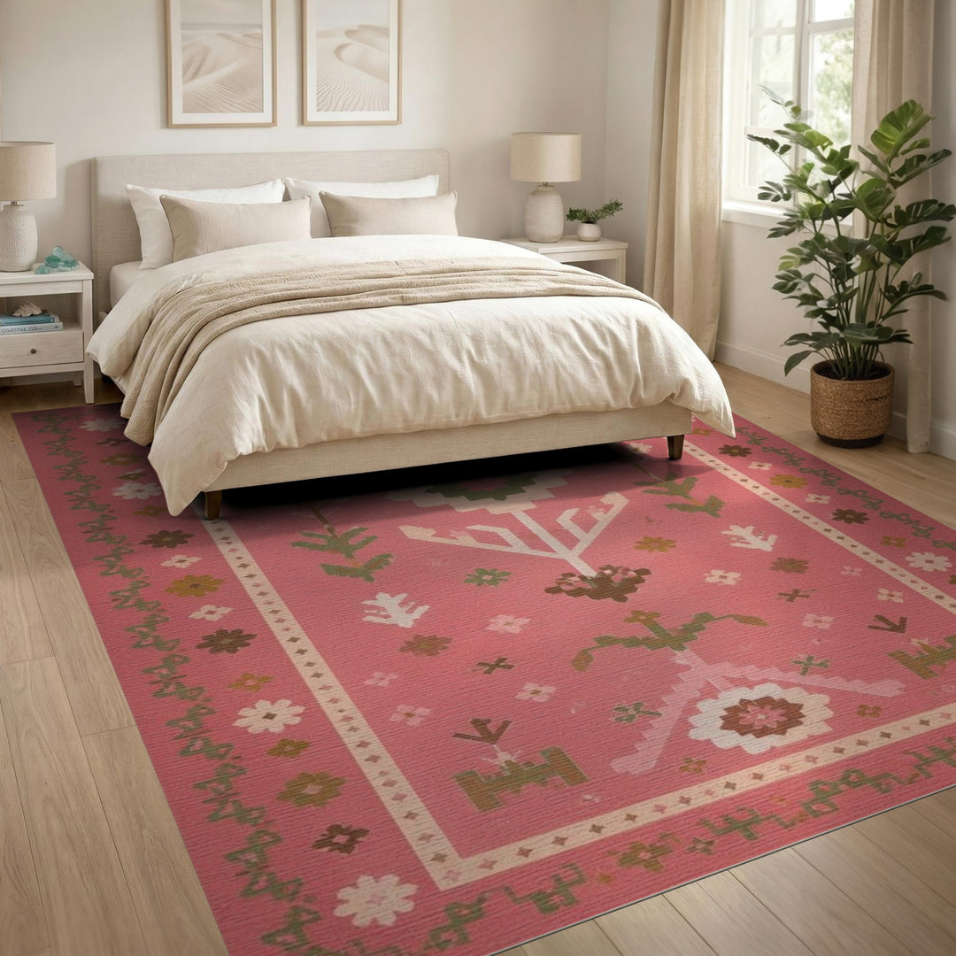 Pink Floral Heritage Area Rug