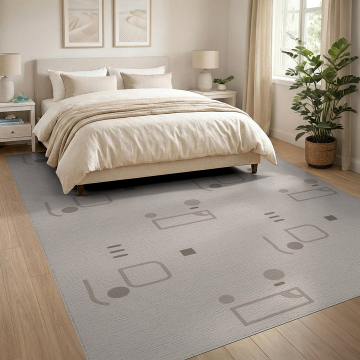 Beige Geometric Modern Area Rug