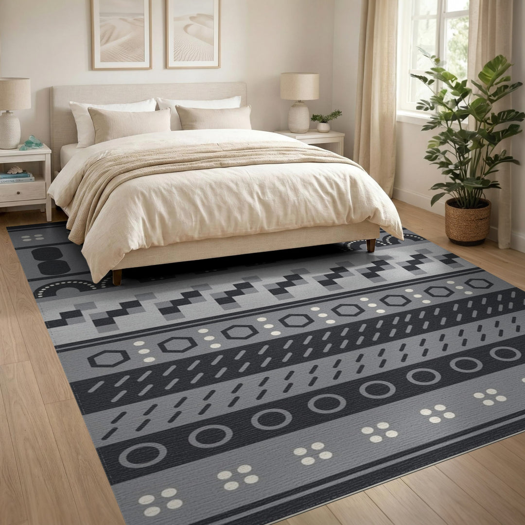 Grey Geometric Modern Area Rug