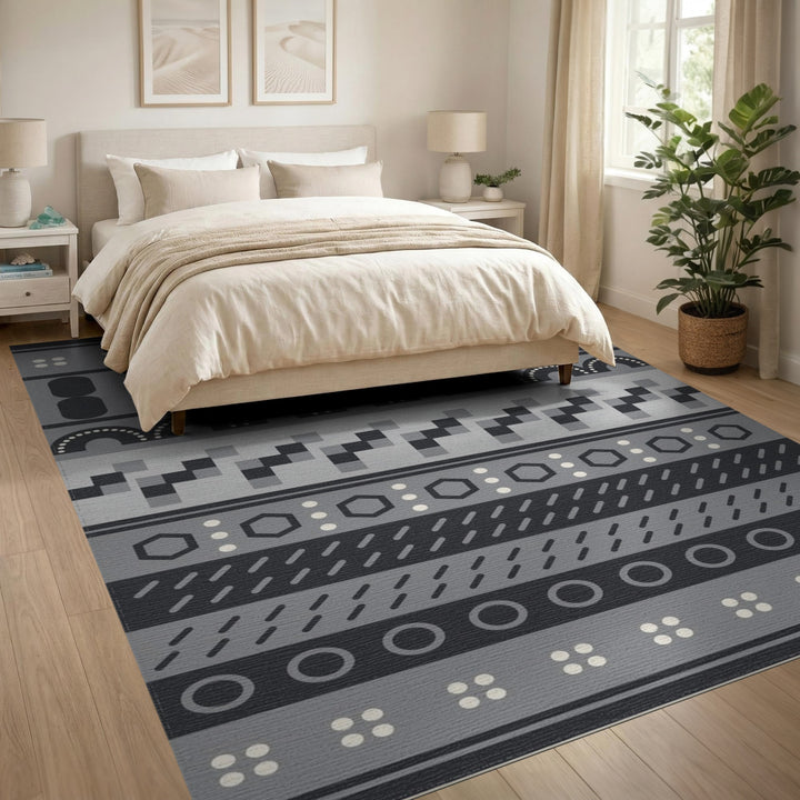 Grey Geometric Modern Area Rug