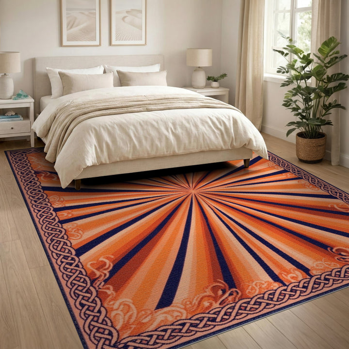 Sunburst Orange Sunburst Geometric Area Rug