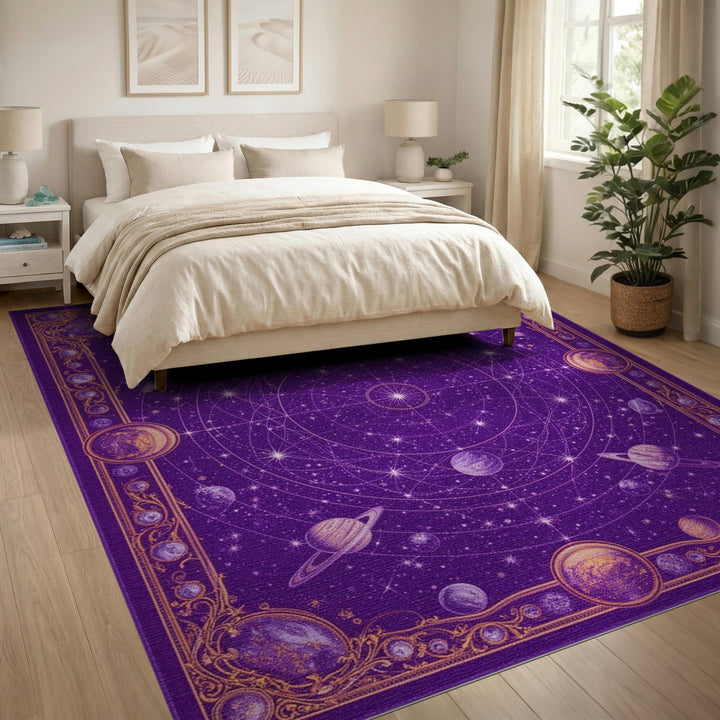Purple Celestial Galaxy Area Rug