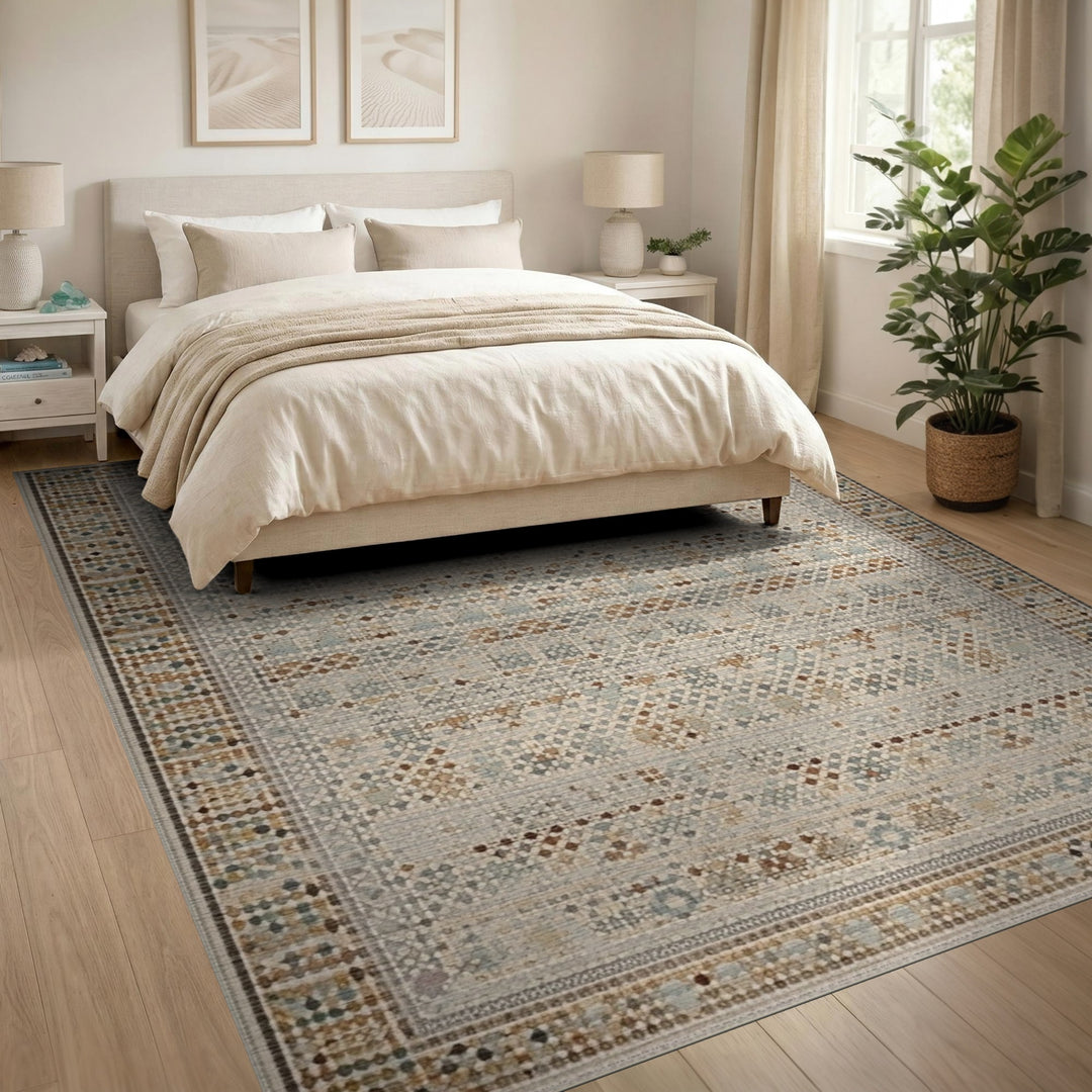 Beige Southwestern Geometric Area Rug