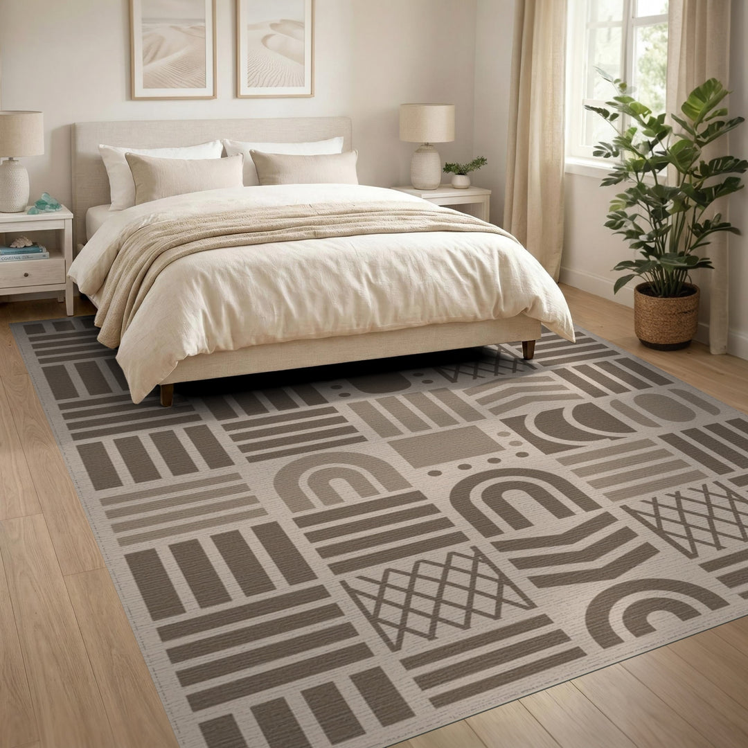 Geometric Modern Geometric Brown and Tan Area Rug