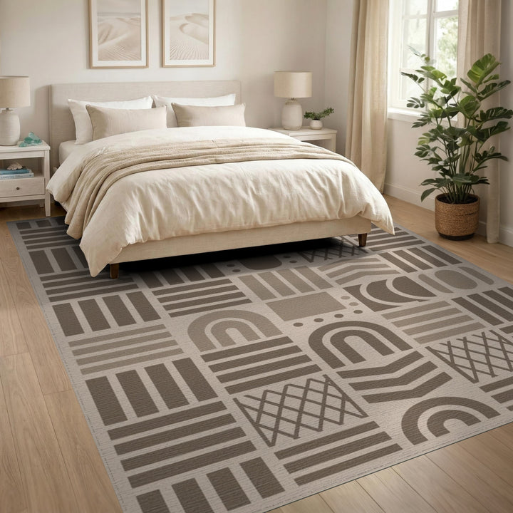 Geometric Modern Geometric Brown and Tan Area Rug