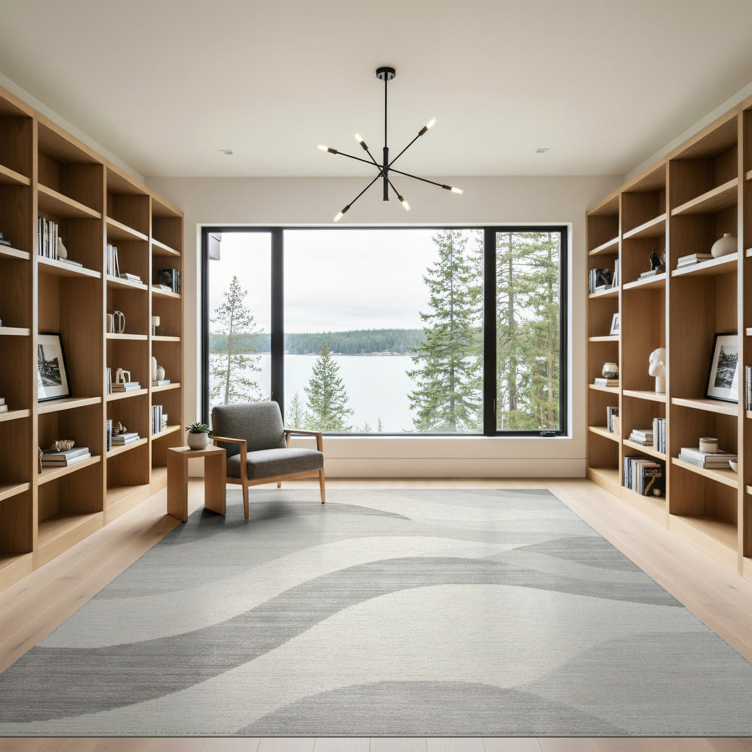 Beige and Neutral Wave Abstract Wave Neutral Area Rug