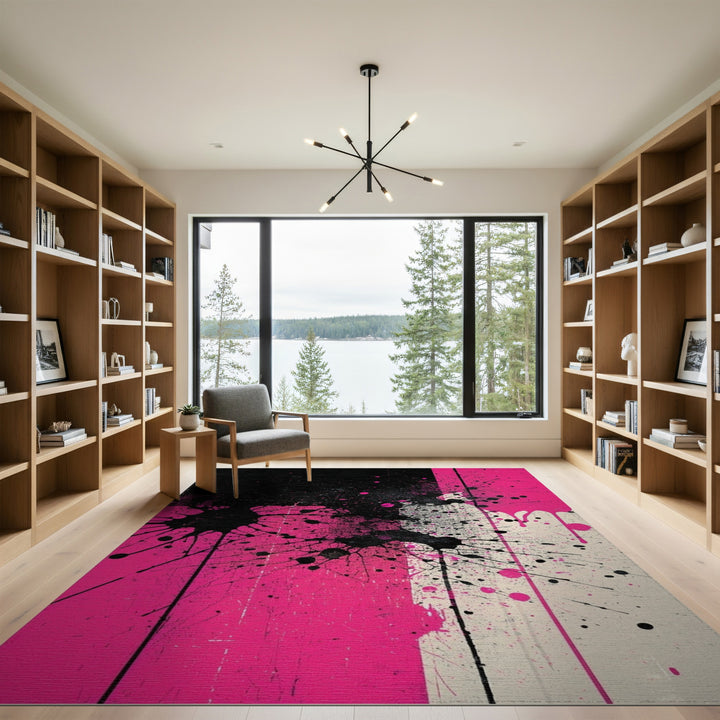 Pink Abstract Splatter Area Rug