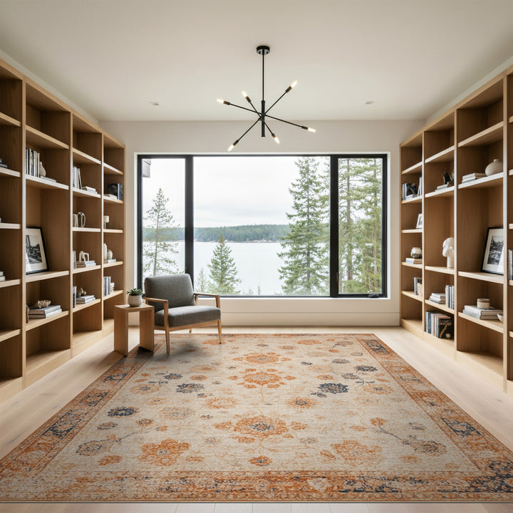 Beige Vintage Floral Area Rug