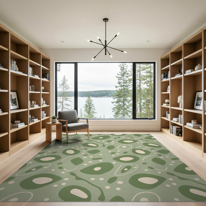 Green Sage Green Organic Abstract Area Rug
