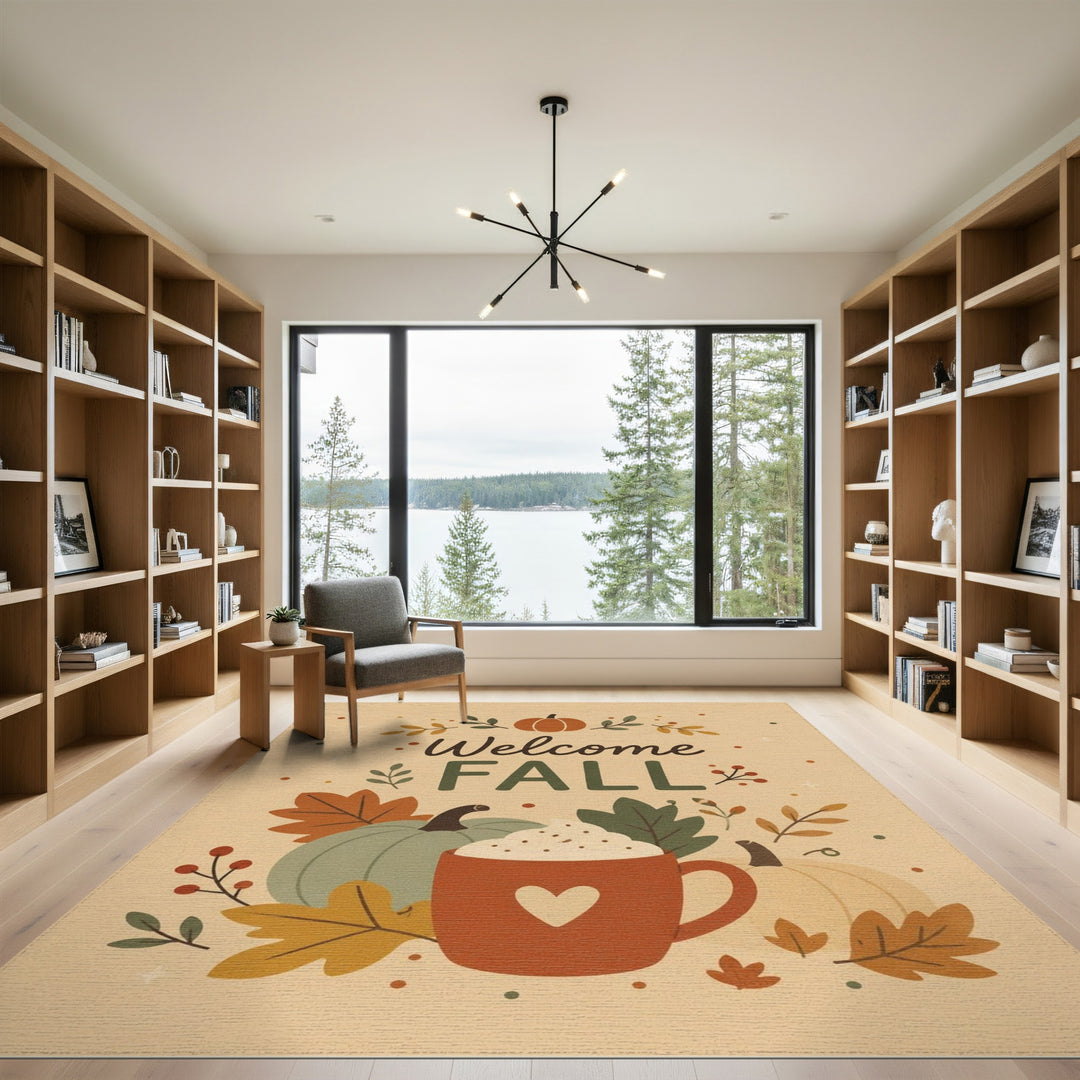 Welcome Fall Pumpkin Mug Area Rug