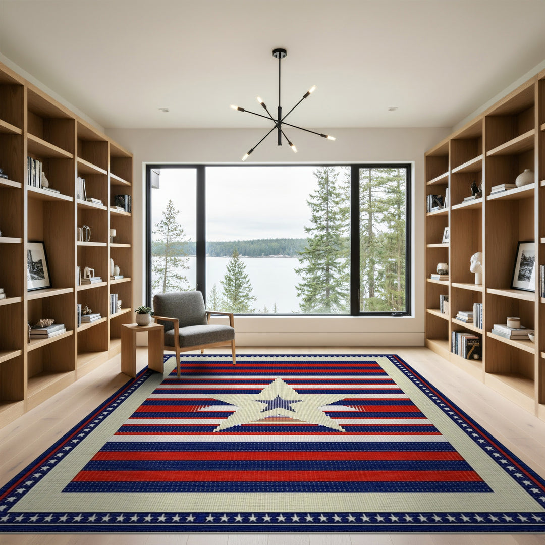 Patriotic Star Stripe Area Rug