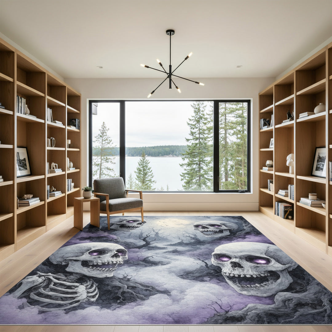 Purple Skull Mist Gothic Area Rug