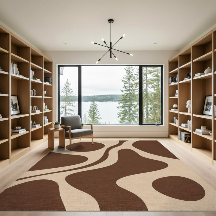 Brown and Tan Abstract Brown and Tan Area Rug