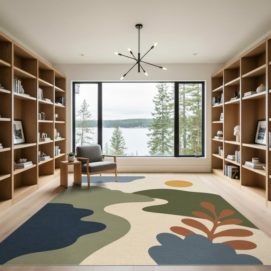 Abstract Landscape Washable Area Rug