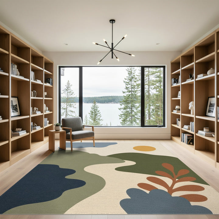 Abstract Landscape Washable Area Rug