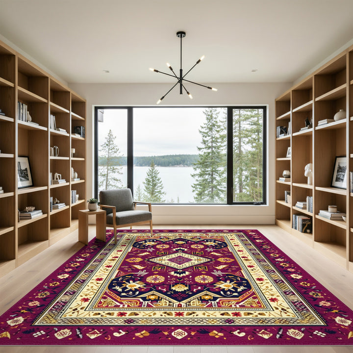 Rich Purple Persian Medallion Area Rug