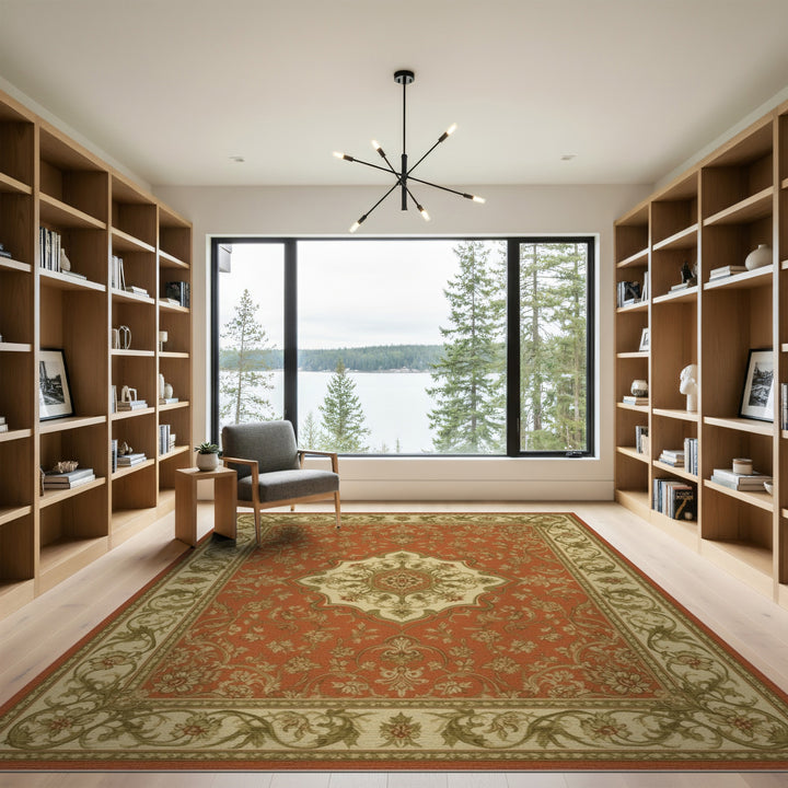 Red Persian Floral Medallion Area Rug