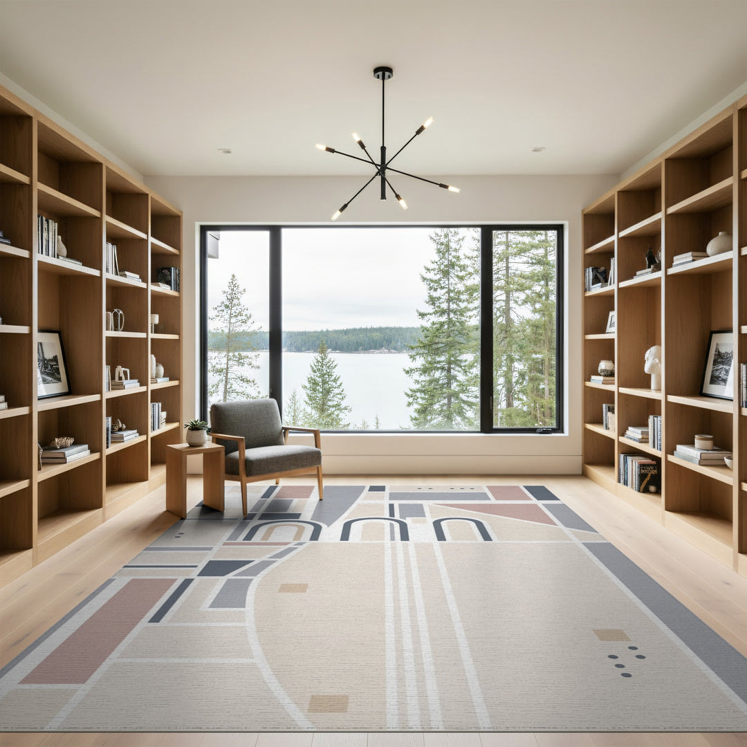 Neutral Geometric Arch Geometric Modern Area Rug