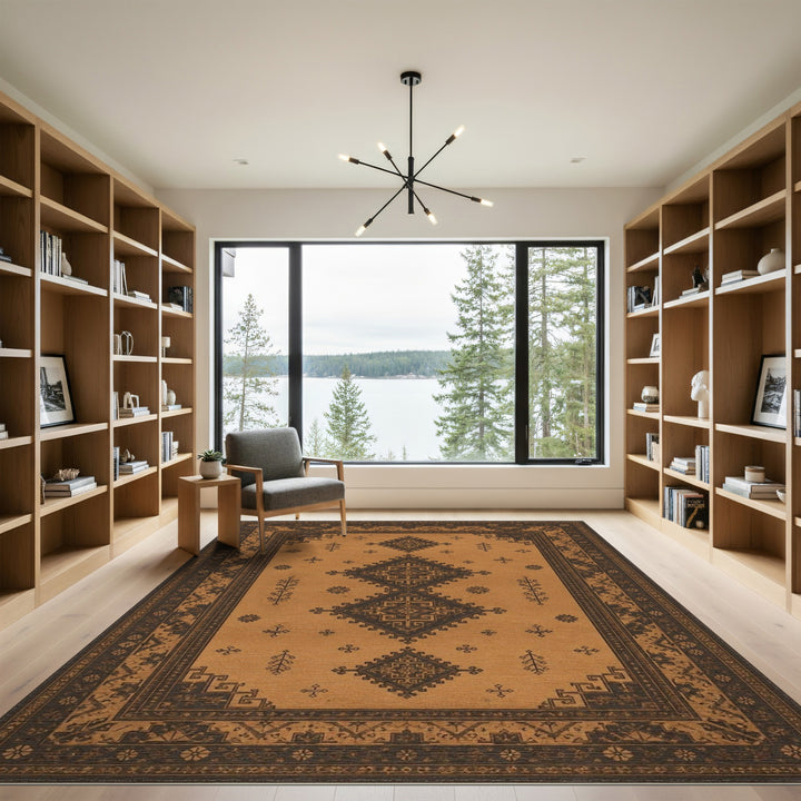 Southwestern Brown Tan Geometric Brown and Tan Area Rug