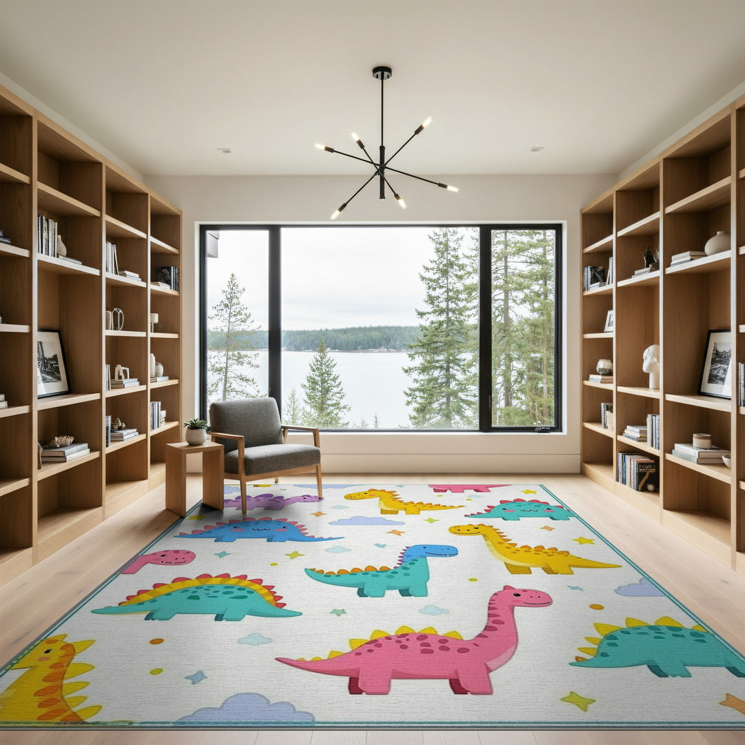 Multi-color and Patterns Colorful Dinosaur Kids Cartoon Area Rug