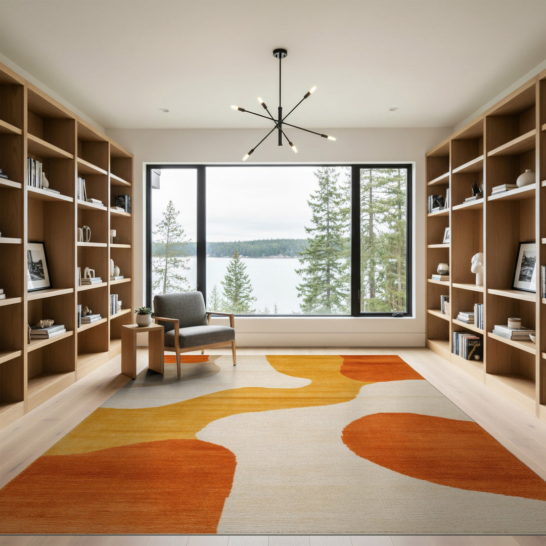 Wave Abstract Area Orange Abstract Wave Area Rug