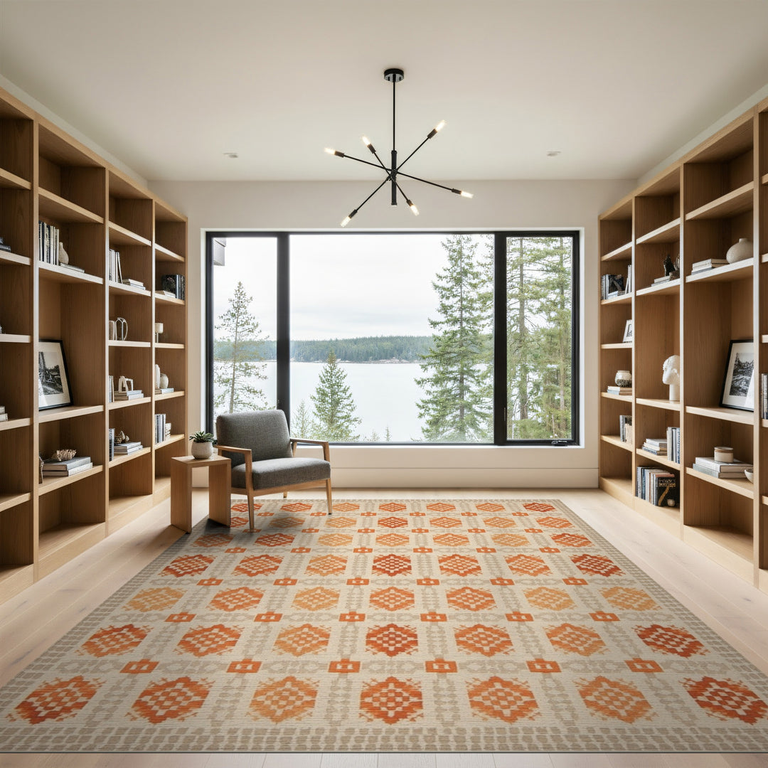 Orange Southwestern Geometric Area Rug