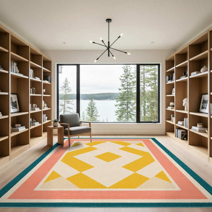 Bold Geometric Yellow Diamond Area Rug
