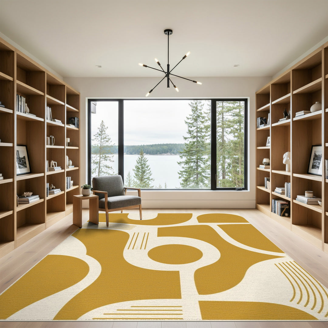 Yellow Abstract Area Rug