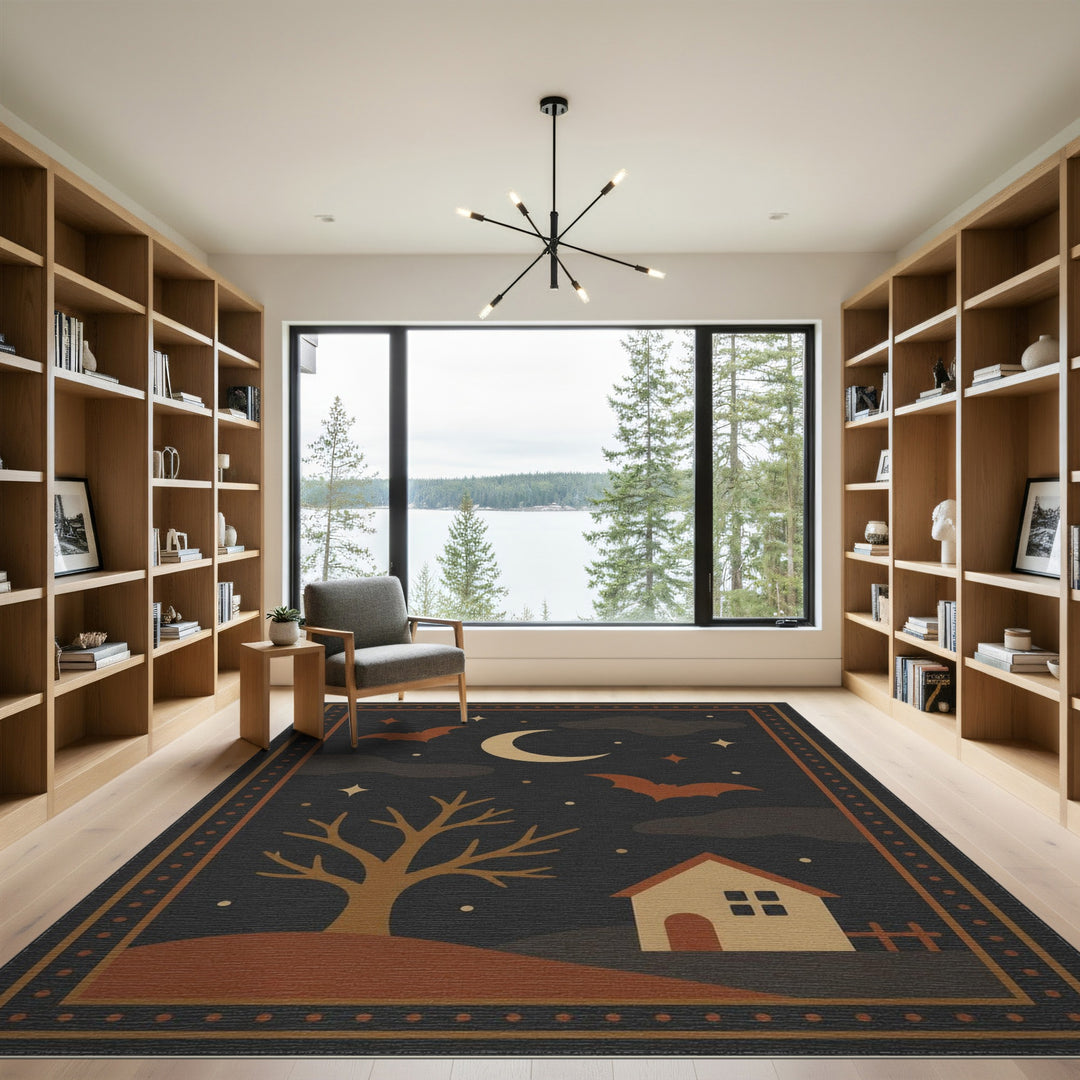 Moonlit Bats Cottage Area Rug
