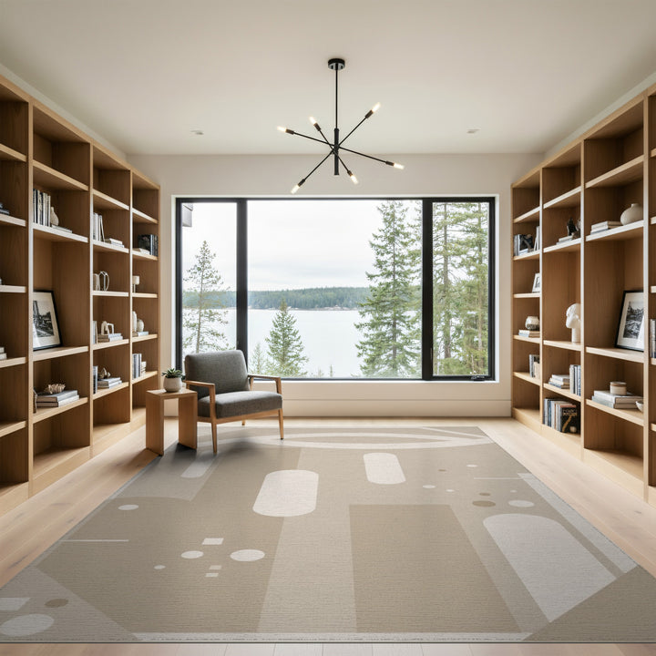Beige Geometric Modern Area Rug