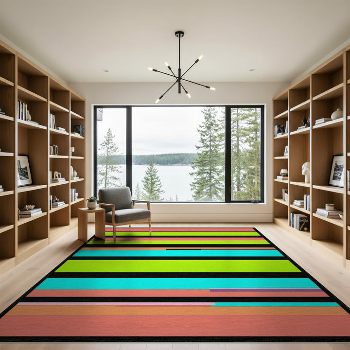 Geometric Modern Bold Multi-Color Striped Geometric Area Rug