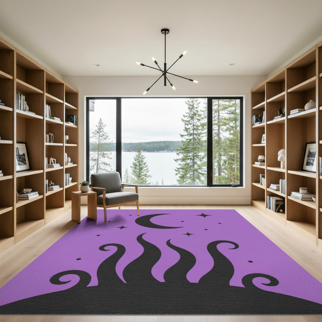 Purple Celestial Moon Swirl Area Rug