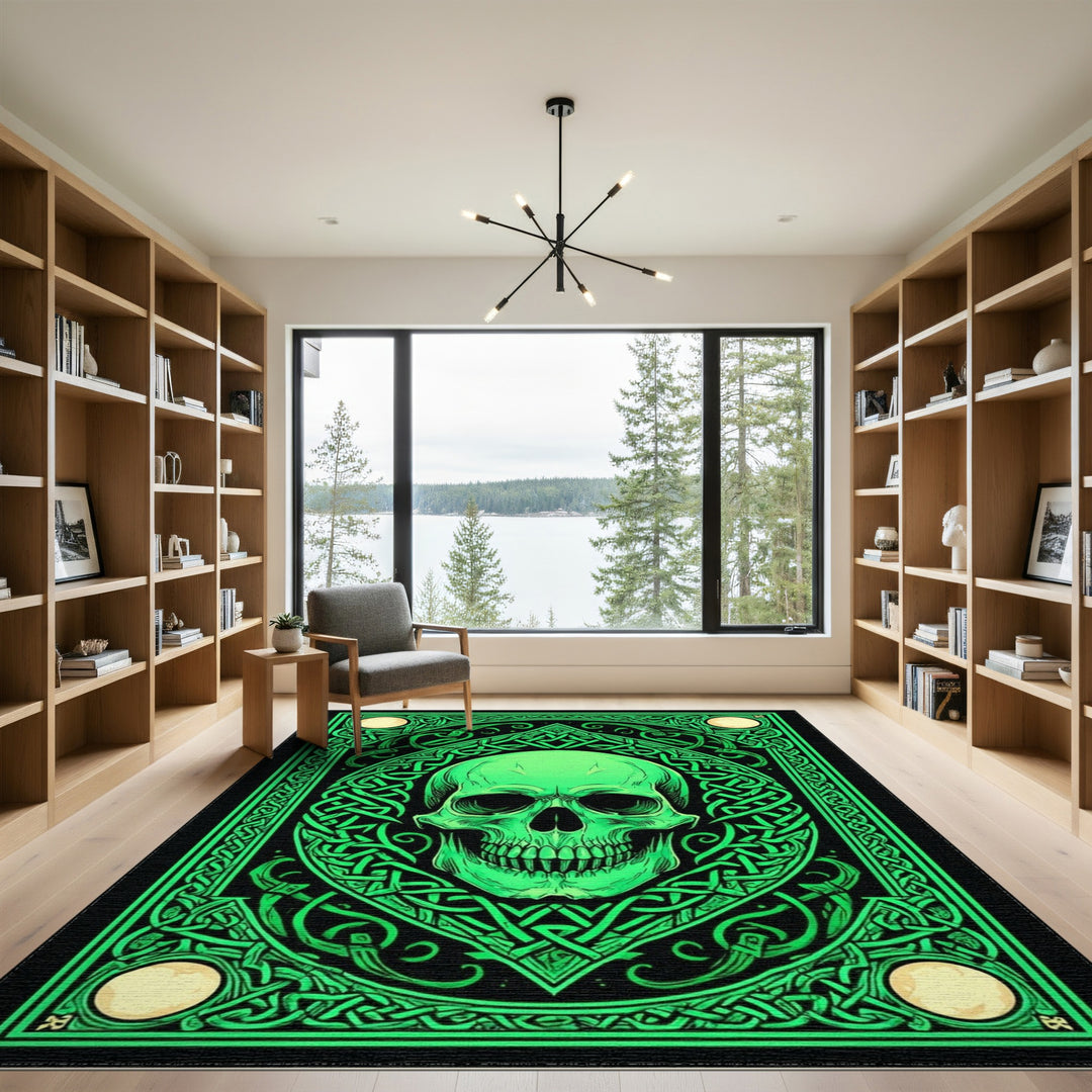 Green Skull Heritage Area Rug