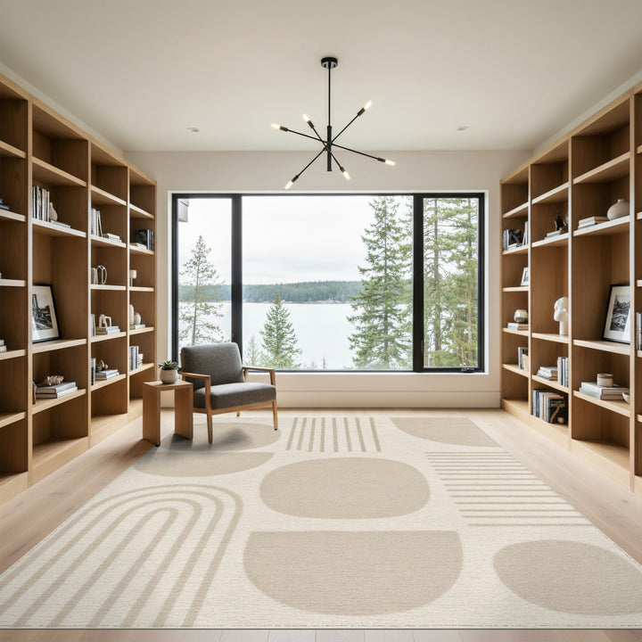 Beige Geometric Abstract Area Rug