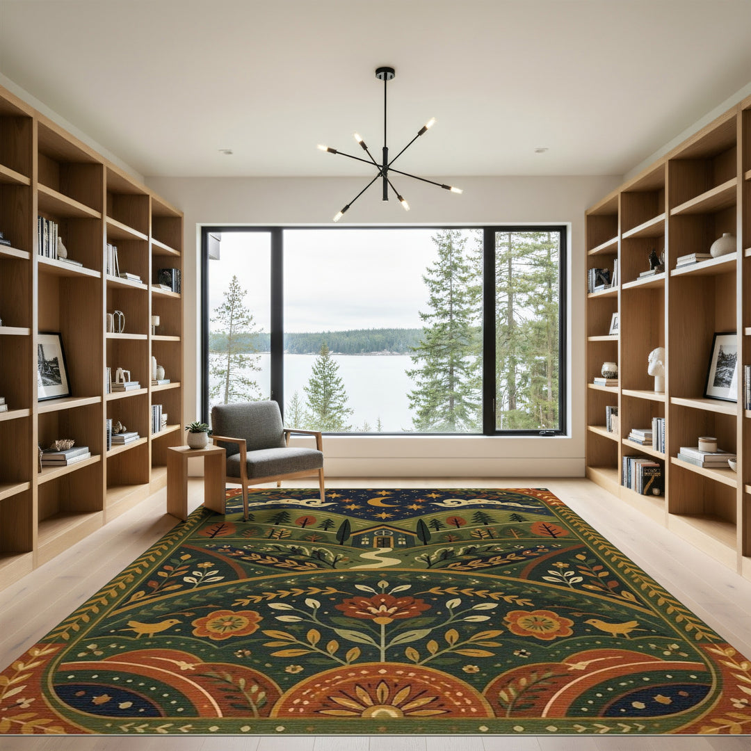 Heritage Tribal Night Landscape Area Rug