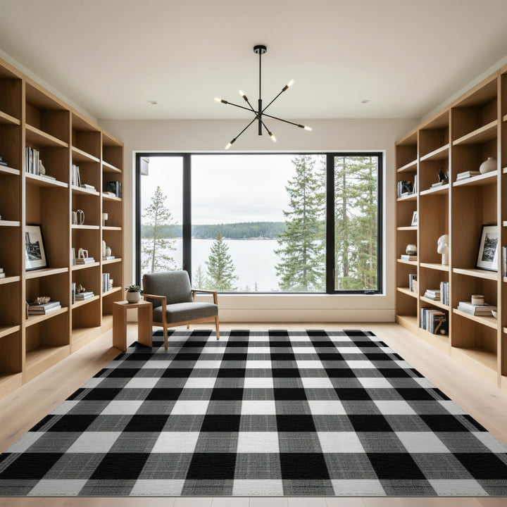 Black White Checkered Area Rug