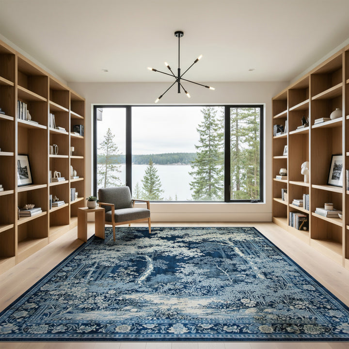 Blue Forest Toile Area Rug