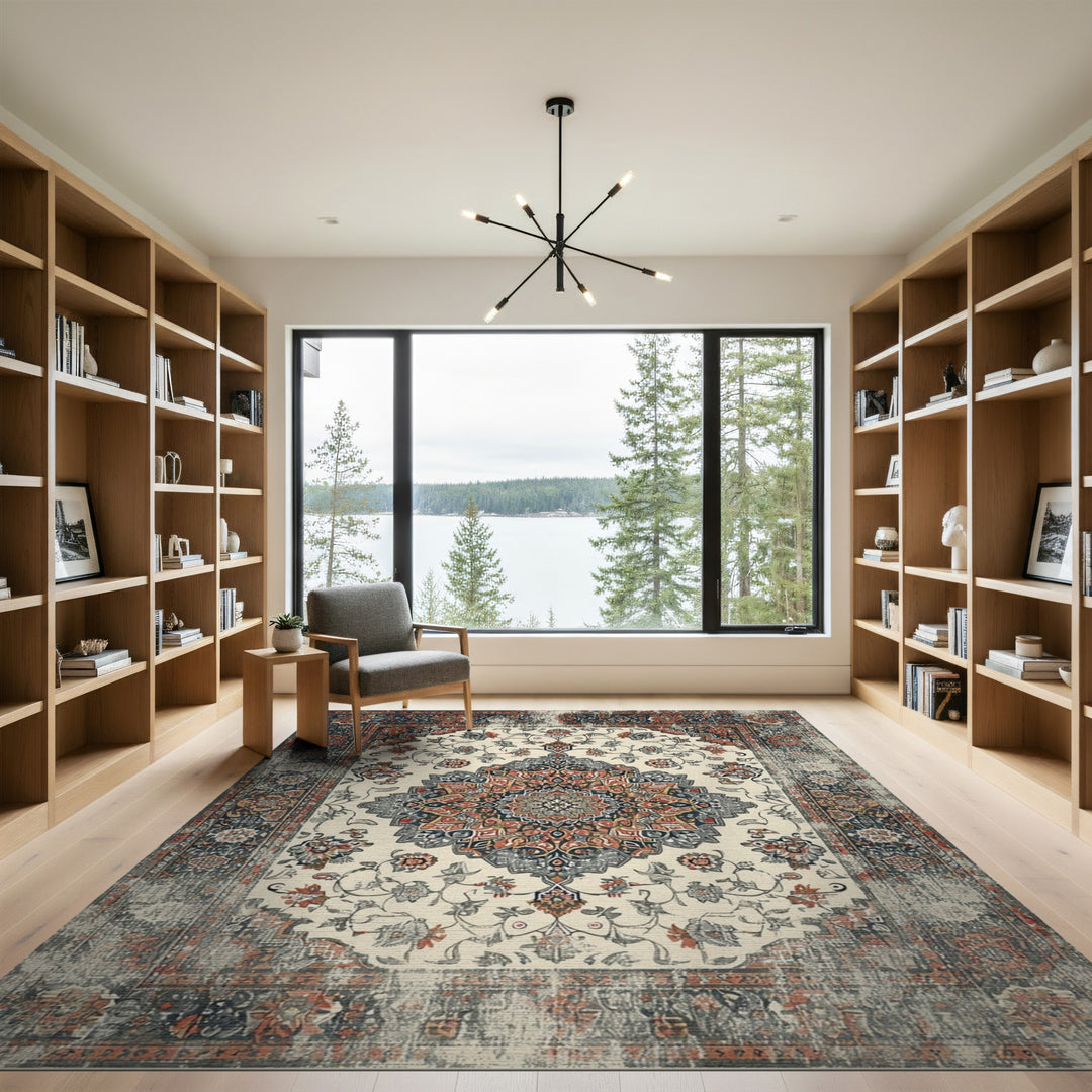Distressed Multi-Color Persian Area Rug