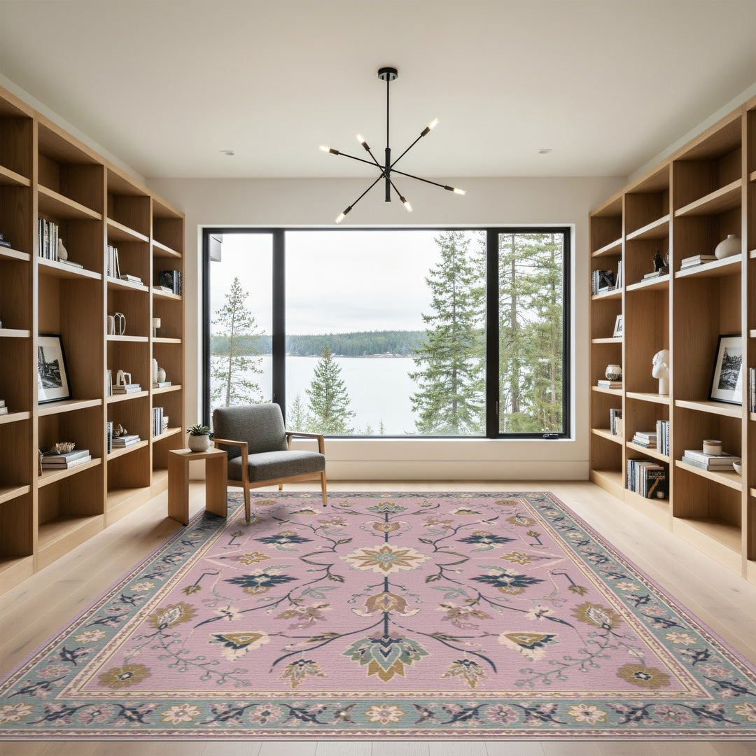 Pink Floral Vintage Area Rug
