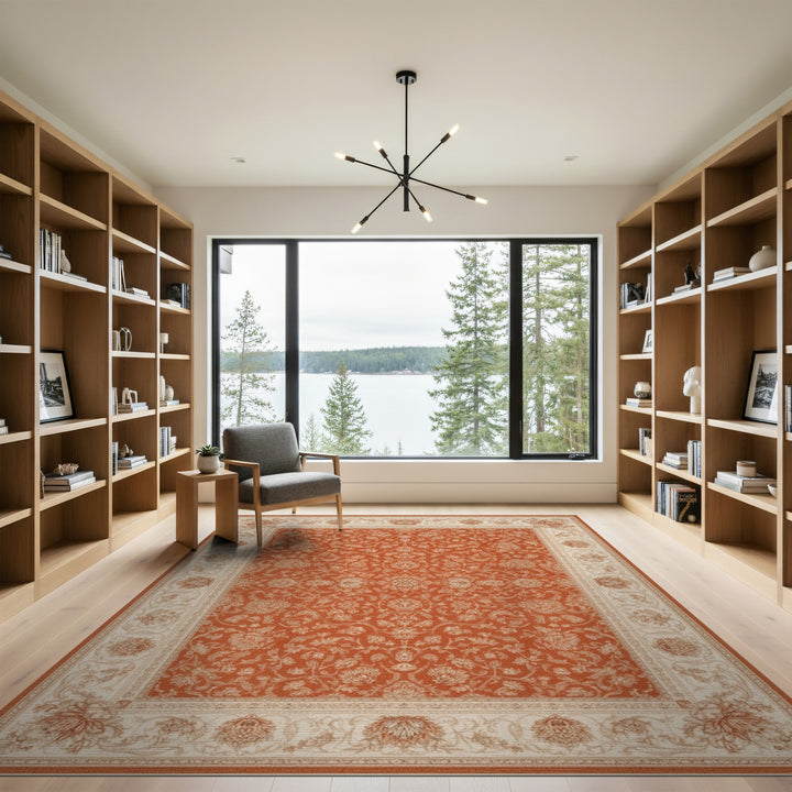 Traditional Persian Orange Floral Area Rug