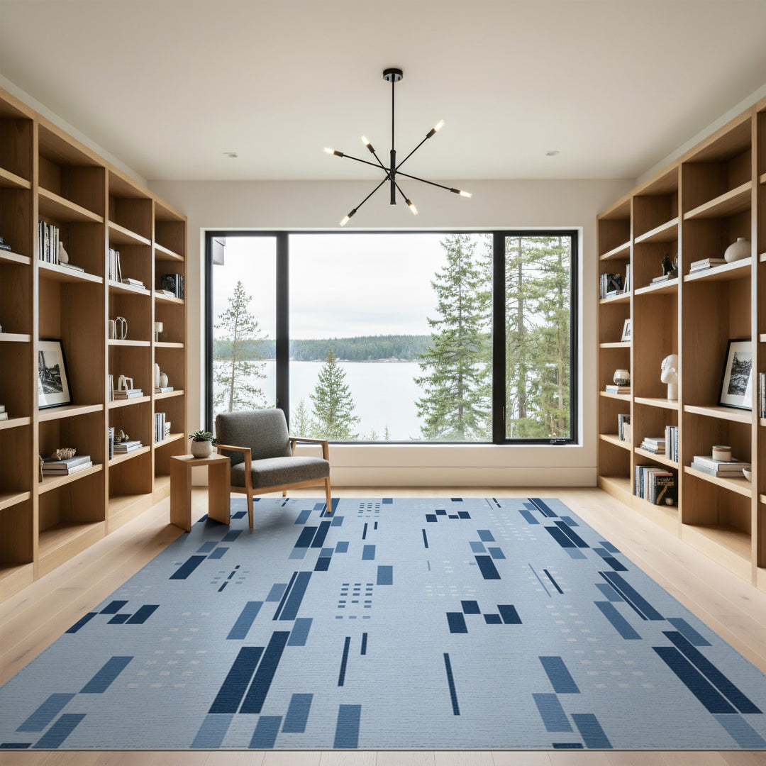 Blue Geometric Modern Area Rug