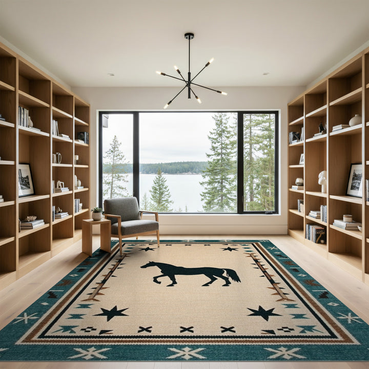 Southwestern Horse Silhouette Area Rug