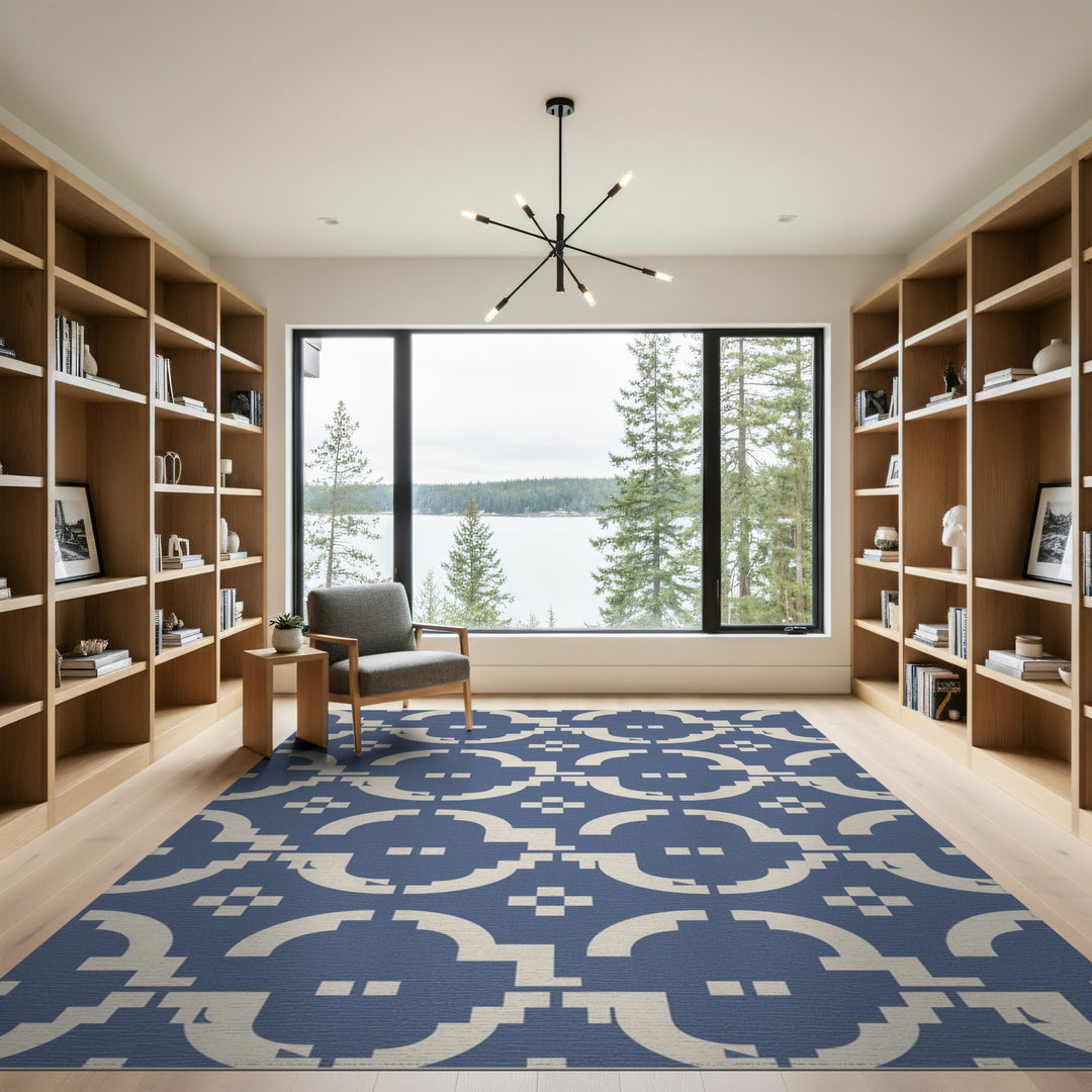 Blue Geometric Modern Area Rug