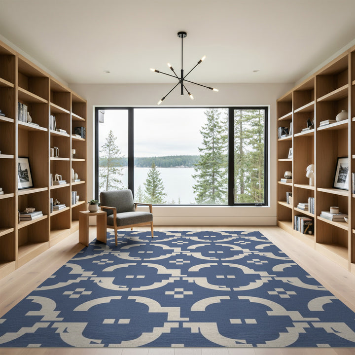 Blue Geometric Modern Area Rug