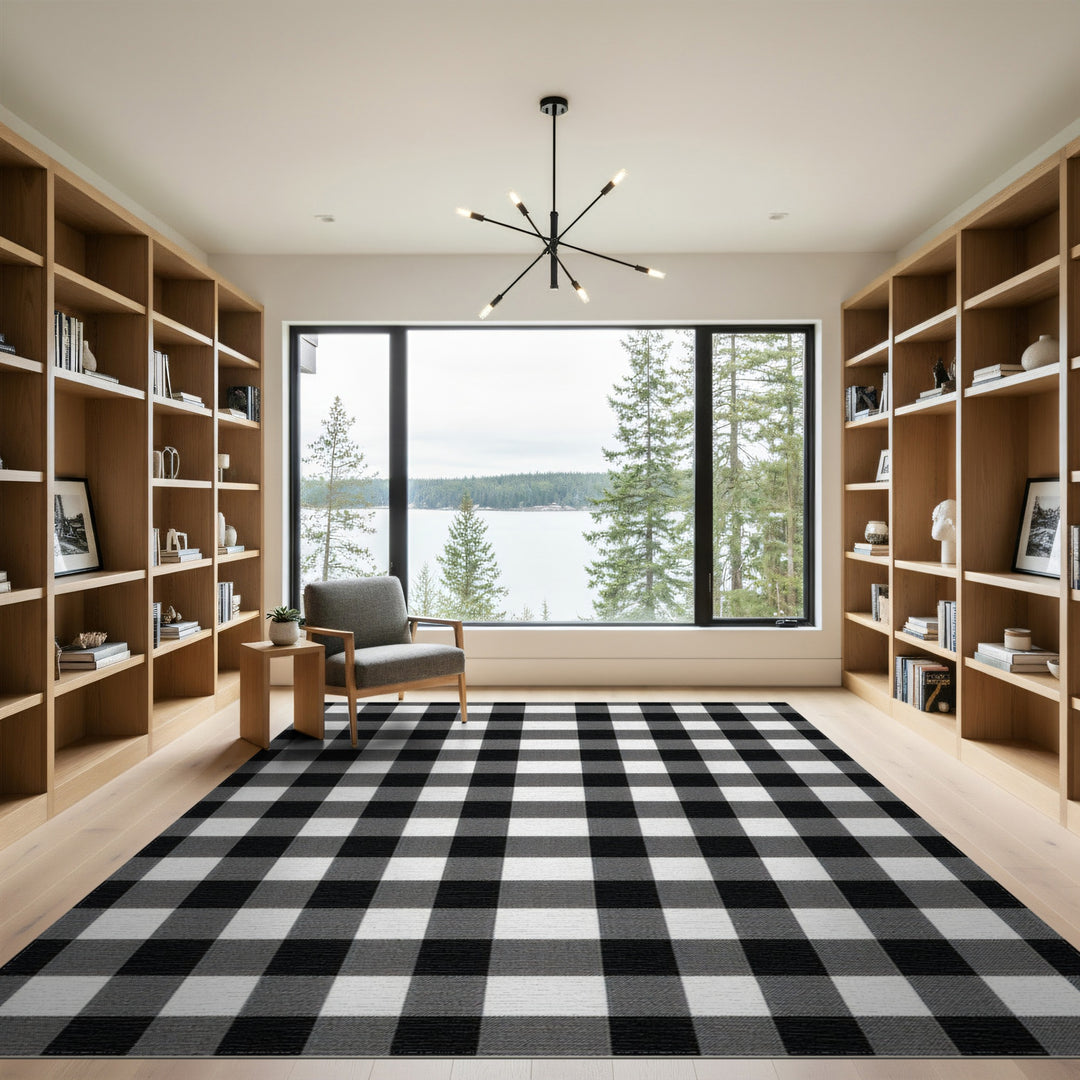 Black White Checkered Black and White Area Rug