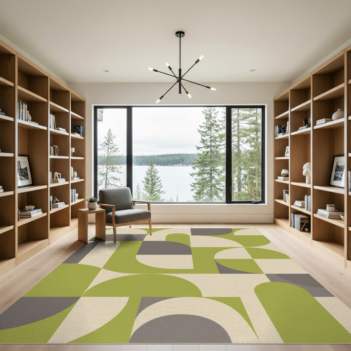 Green Geometric Arch Geometric Modern Area Rug