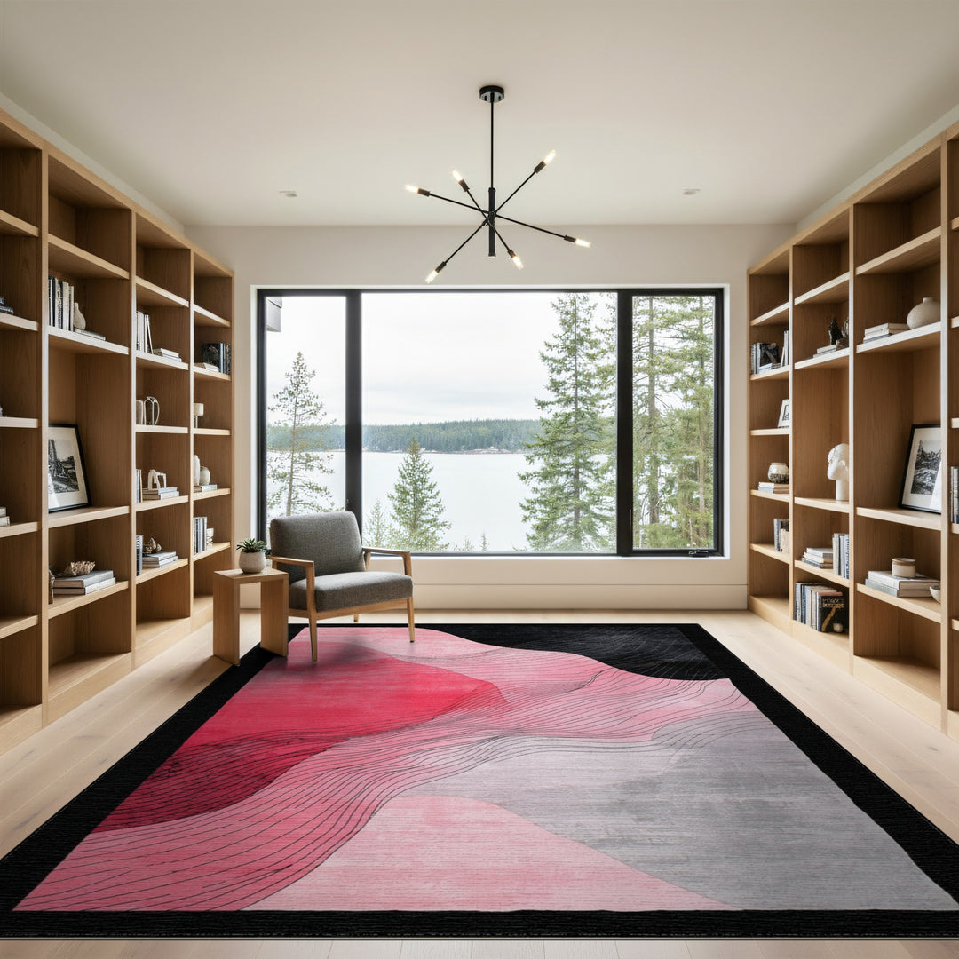 Pink Abstract Wave Area Rug