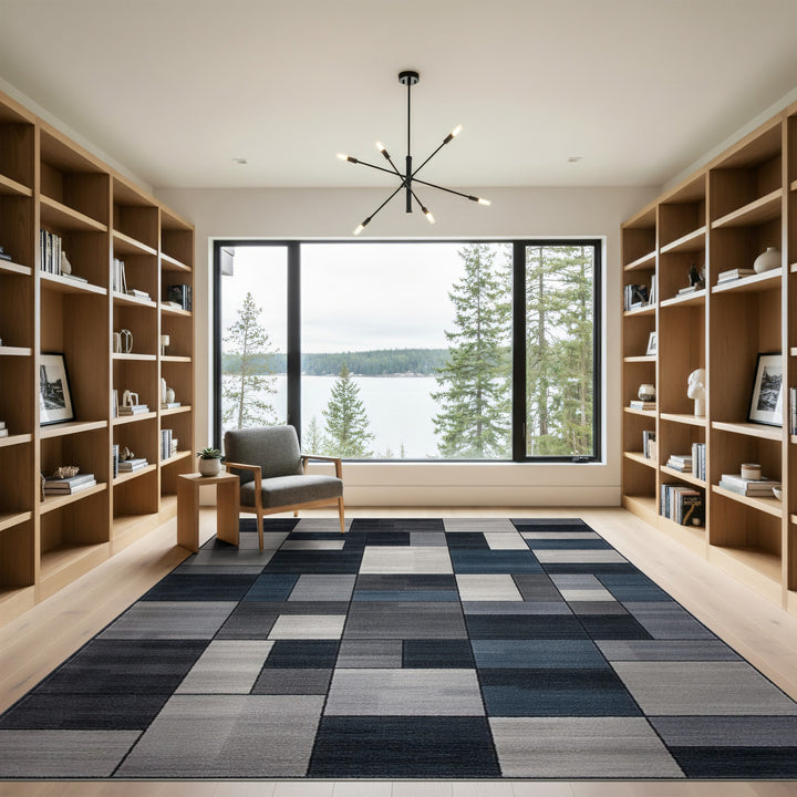 ODIKA Grey Geometric Area Rug